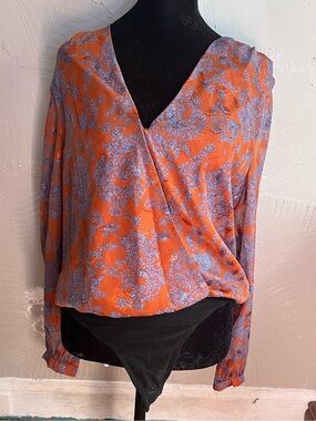 En Crème Floral Wrap Bodysuit